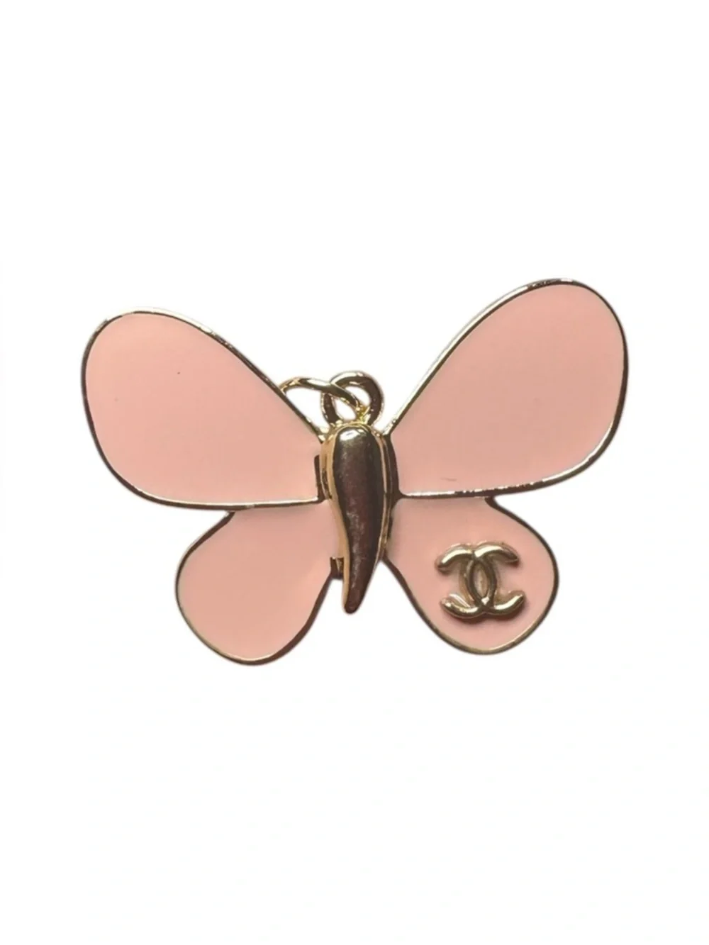 CHANEL Gold-Tone Necklace with Pink Butterfly Enamel Pendant - Picture 2 of 4